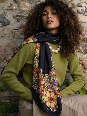 CHANEL Silk Flower Scarf